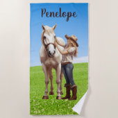 Pferdeschlittenreiten - Die Wiese ist personalisie Strandtuch (Vorderseite)