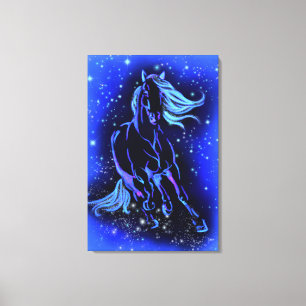 Pferdeschlittenwerbung in blauer Mondlicht Leinwanddruck