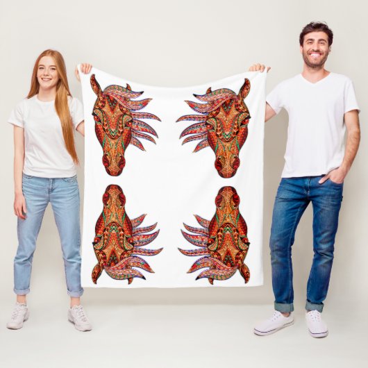 Pferdeschmuck bunt Cowgirl braun, weiß rot Fleecedecke (Beispiel)