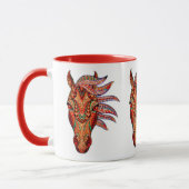 Pferdeschmuck Mosaik farbenfrohe Cowgirl braunes R Tasse (Links)