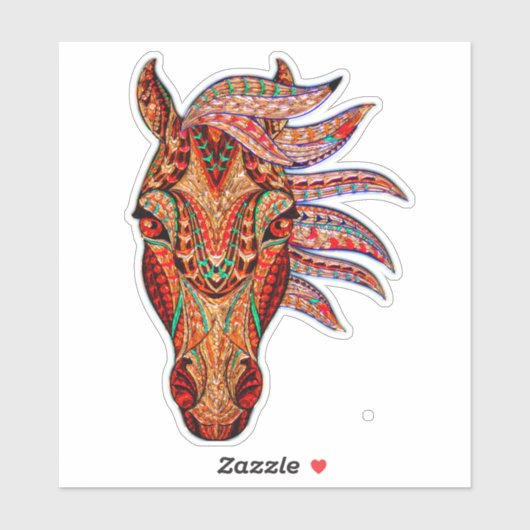 Pferdeschmuck Mosaik farbenfrohe cowgirl Reiter Aufkleber (Blatt)