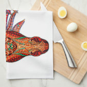 Pferdeschmuck Mosaik farbenfrohe cowgirl Reiter Geschirrtuch (Viertel Falte)