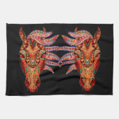 Pferdeschmuck Mosaik farbenfrohe cowgirl Reiter Geschirrtuch (Horizontal)