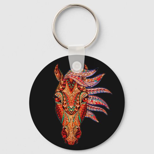 Pferdeschmuck Mosaik farbenfrohe cowgirl Reiter Schlüsselanhänger (Vorderseite)