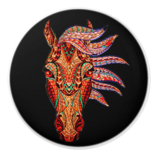 Pferdeschmuck sieht mosaik bunt cowgirl aus keramikknauf (Vorderseite)