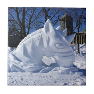 Pferdeschneeskulptur, Quebec, Kanada Fliese