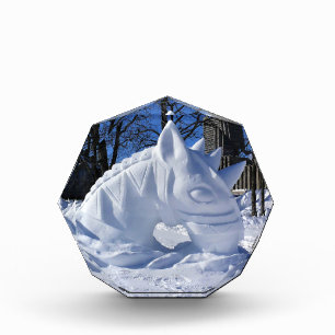 Pferdeschneeskulptur, Quebec, Kanada Fotoblock