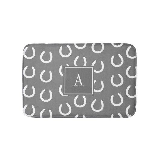 Pferdeschuh-Monogramm-Grau Badematte (Vorderseite)