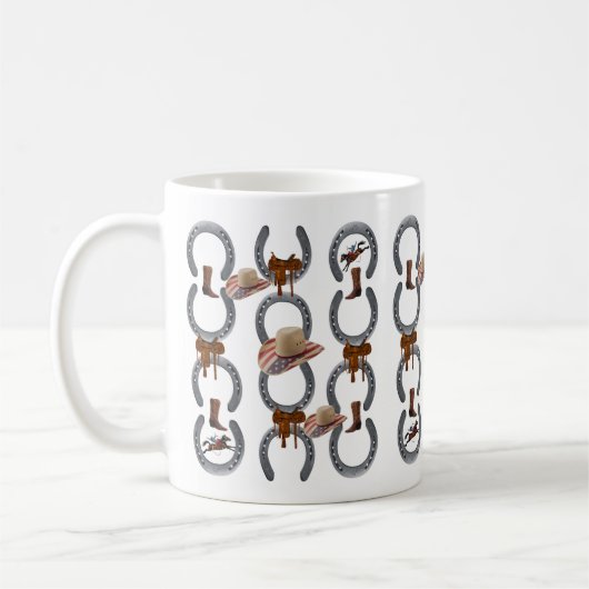 Pferdeschuh Sattel Cowboy Tasse (Links)