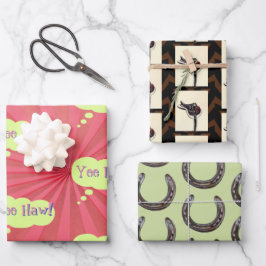 Pferdeschuhe Sattel, ja! Geschenkpapier Set