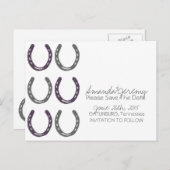 Pferdeschuhe Save the Date Ankündigungspostkarte (Vorne/Hinten)