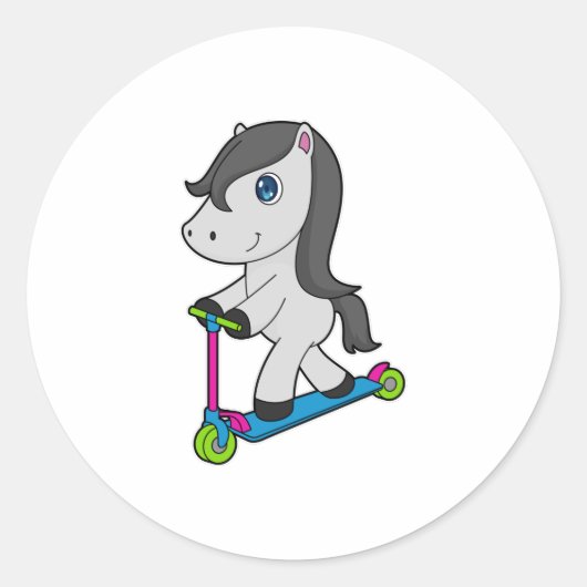 PferdeScooter Runder Aufkleber (Vorderseite)