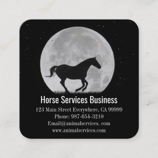 Pferdeservice oder Pferdearzt Schöne Quadratische Visitenkarte (Vorderseite)