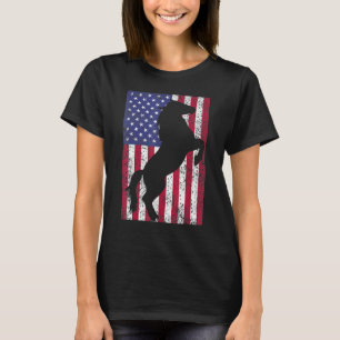 Pferdesilhouette Amerikanische Flagge USA Patrioti T-Shirt