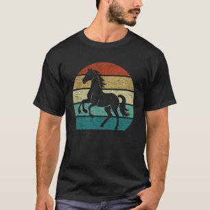 Pferdesilhouette bedrucktes Vintage-Sonnenuntergan T-Shirt