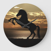 PferdeSilhouette Große Wanduhr (Vorderseite)
