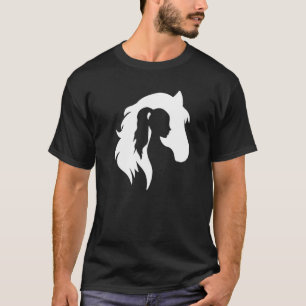 Pferdesilhouette junge Frau Mädchen Reiter Cowgirl T-Shirt