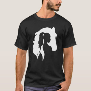 Pferdesilhouette junge Frau Mädchen Reiterin Cowgi T-Shirt