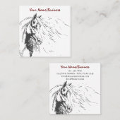 Pferdeskizze mit Mähne-Reittier Quadratische Visitenkarte (Vorne/Hinten)