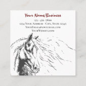 Pferdeskizze mit Mähne-Reittier Quadratische Visitenkarte (Rückseite)