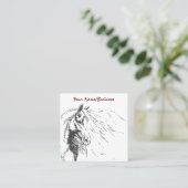 Pferdeskizze mit Mähne-Reittier Quadratische Visitenkarte (Stehend Vorderseite)