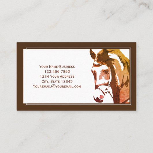 Pferdeskizze und Schlangenbiss in Braun Visitenkarte (Rückseite)