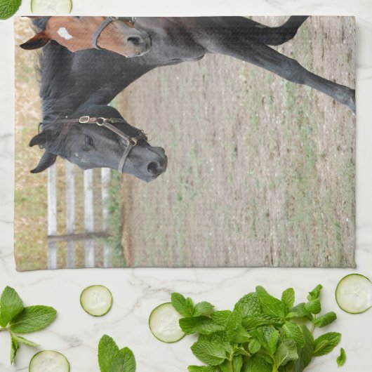 Pferdespiel Geschirrtuch (Gefaltet)