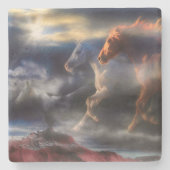 Pferdespirsche "RUN BIS MORGEN" Steinuntersetzer (Vorderseite)