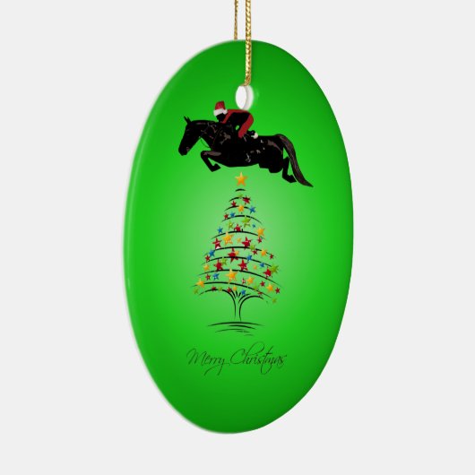 Pferdespringendes Weihnachten Keramikornament (Rechts)