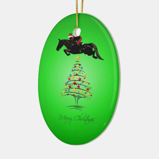 Pferdespringendes Weihnachten Keramikornament (Links)