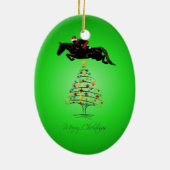 Pferdespringendes Weihnachten Keramikornament (Hinten)