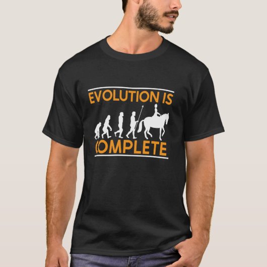 Pferdesprüche Lustige Pferdereiter Evolution T-Shirt (Vorderseite)