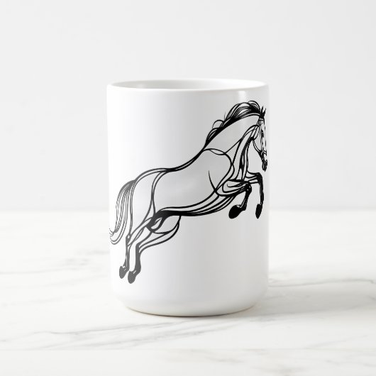 Pferdesprung schwarz und weiß Doodle Kaffeetasse (Mittel)