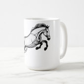 Pferdesprung schwarz und weiß Doodle Kaffeetasse (VorderseiteRechts)