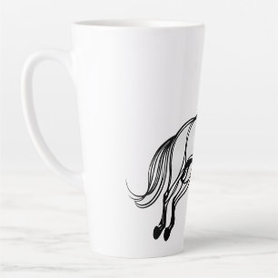 Pferdesprung schwarz und weiß Doodle Milchtasse