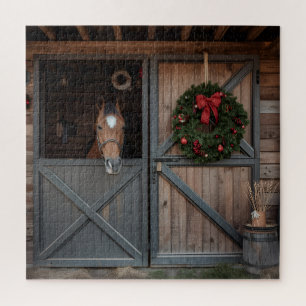 Pferdestall Weihnachten Holz Kunst Puzzle
