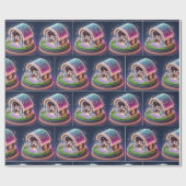 Pferdestall zu Weihnachten dekoriert und Pferde Geschenkpapier (Flach)