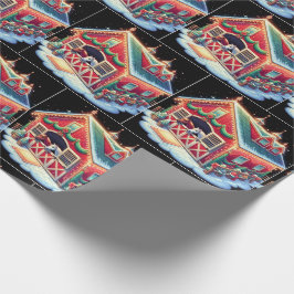 Pferdestall zu Weihnachten dekoriert und Pferde Geschenkpapier