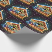 Pferdestall zu Weihnachten dekoriert und Pferde Geschenkpapier (Ecke)