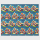 Pferdestall zu Weihnachten dekoriert und Pferde Geschenkpapier (Flach)