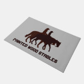 Pferdeställe Rustikale Holzvorlage Fußmatte (Schrägansicht)