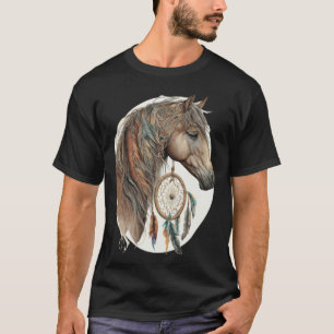 Pferdestamm Wasserfarbe Pferd Traumfänger T-Shirt