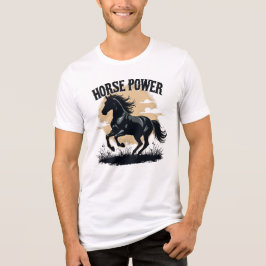 Pferdestärke Schwarzer Hengst Laufend Western Rust Tri-Blend Shirt