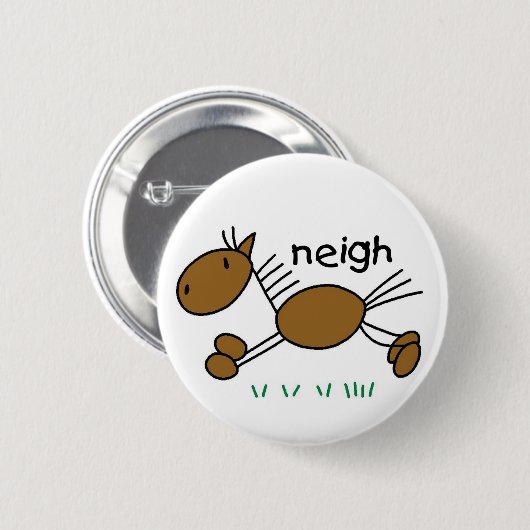 PferdeStrichmännchen-Knopf Button (Vorne & Hinten)