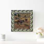 Pferdetal in Pferdebilderahmen, Quadratische Wanduhr (Zuhause)