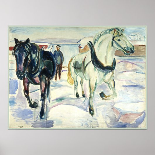 Pferdeteam im Schnee Poster (Vorne)