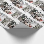 Pferdeteam-Pferdeschlitten-Fahrt durch Snowy-Holz Geschenkpapier (Ecke)