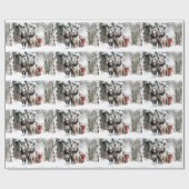 Pferdeteam-Pferdeschlitten-Fahrt durch Snowy-Holz Geschenkpapier (Flach)