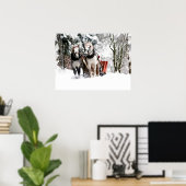Pferdeteam Schlittenfahrt durch das Schneewald Poster (Heimbüro)