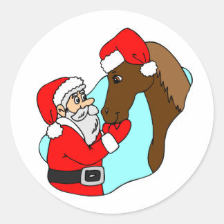 Pferdethema Equine Santa Claus Weihnachten Runder Aufkleber